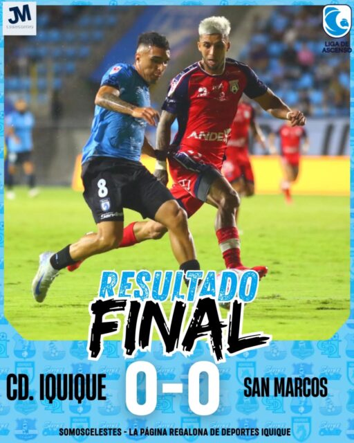 #Ascenso2026 FINAL.
Pese a crearse buenas ocasiones, Deportes Iquique no logró romper el cero y consigue otro empate por la Liga de Ascenso. 

¿Tanta falta nos hacen Álvaro y Edson? Yo diría que si. 

Ahora a mentalizarse en Cobreloa.

Foto: @fabiancejas

#VamosIquique #VamosDragones #TodosSomosCelestes